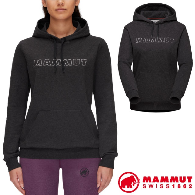 【MAMMUT 長毛象】女 Logo ML Hoody 彈性柔軟保暖連帽長袖T恤/1014-02152-0033 黑✿30E010
